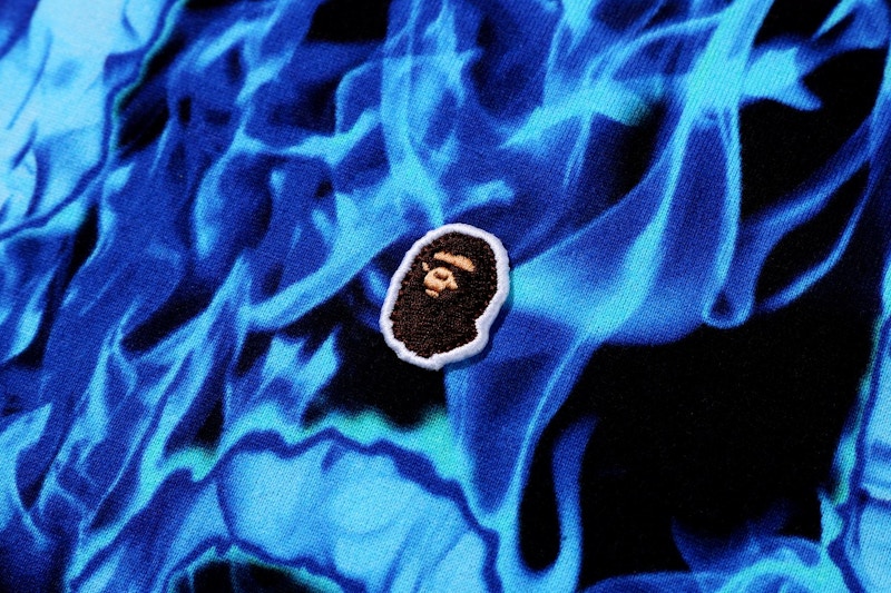 BAPE Flame Wide Tee Blue 圖 3