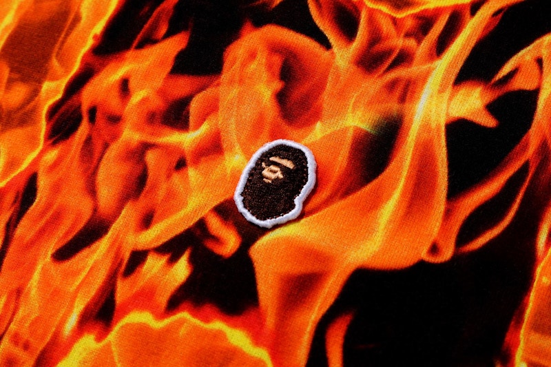 BAPE Flame Wide Tee Orange 圖 3