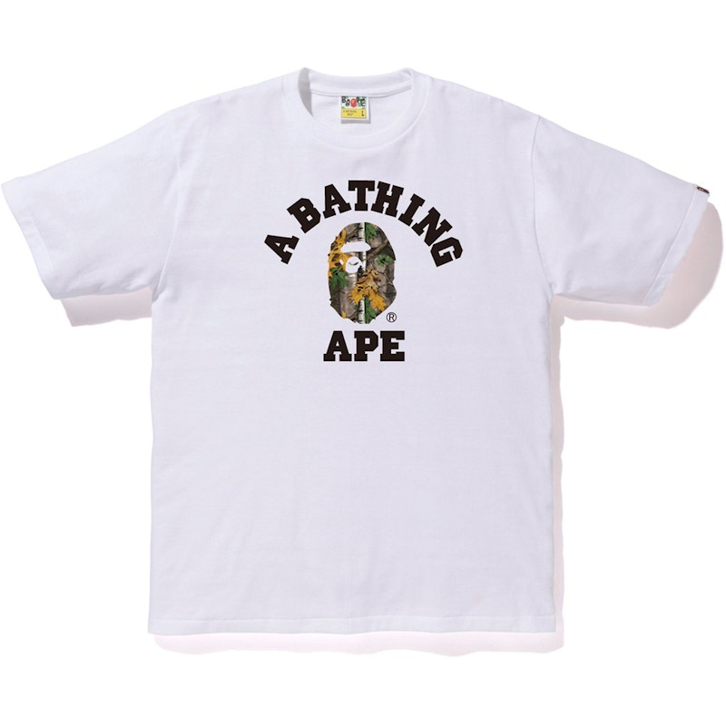 Bape Forest Camo College Tee White Beige