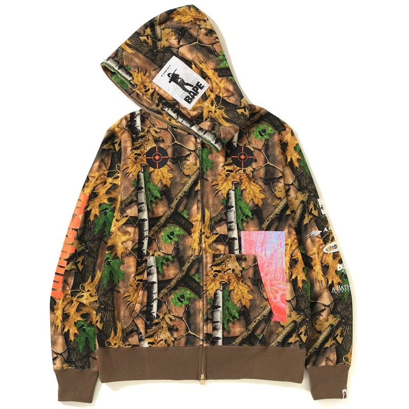 Buy Bape Forest Camo Wide Full Zip Hoodie Beige