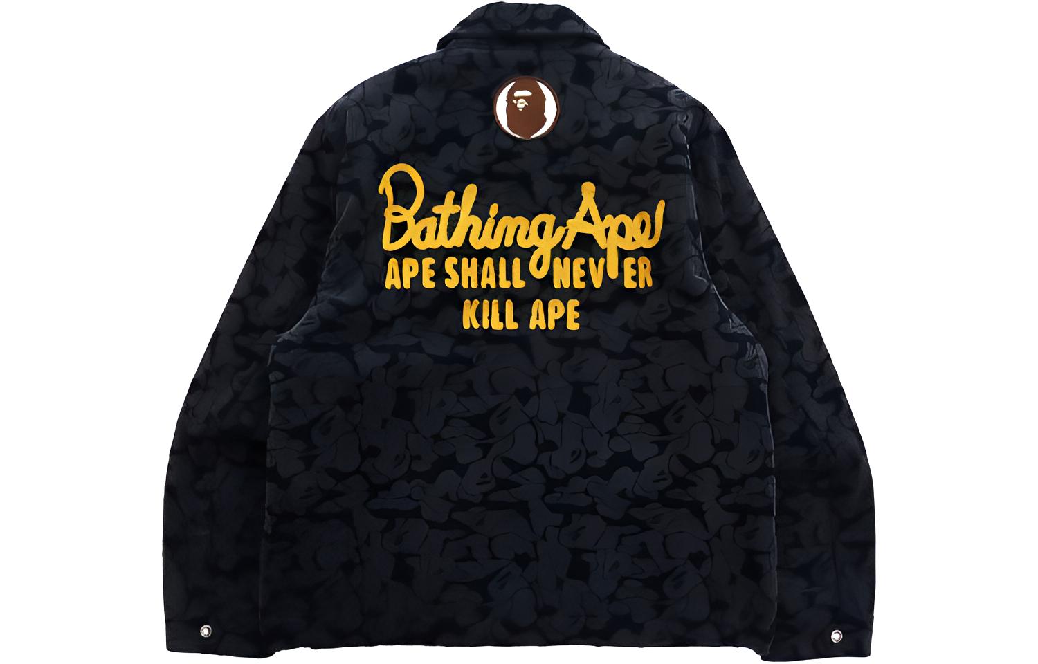 BAPE FW21 Solid Camo Corduroy Champion Jacket Navy Blue 1H80-140-003