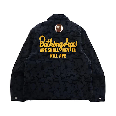 BAPE FW21 Solid Camo Corduroy Champion Jacket Navy Blue 1H80-140-003