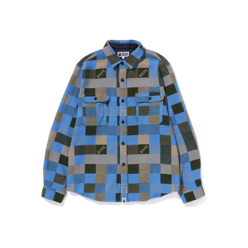 BAPE FW22  Checkered Colorblock Ape Head Long Sleeve Shirt. 0ZXSTM131001J