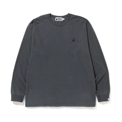 BAPE FW22 Crewneck Pocket Long Sleeve T-Shirt with Ape Embroidery. 0ZXLTMX11001J