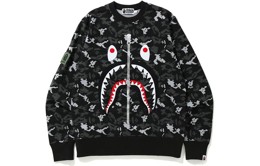 BAPE FW22 Alphabet Print Crewneck Long Sleeve Sweatshirt Black Mens 0ZXSWM113010F