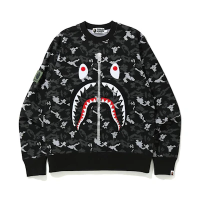 BAPE FW22 Alphabet Print Crewneck Long Sleeve Sweatshirt Black Mens 0ZXSWM113010F