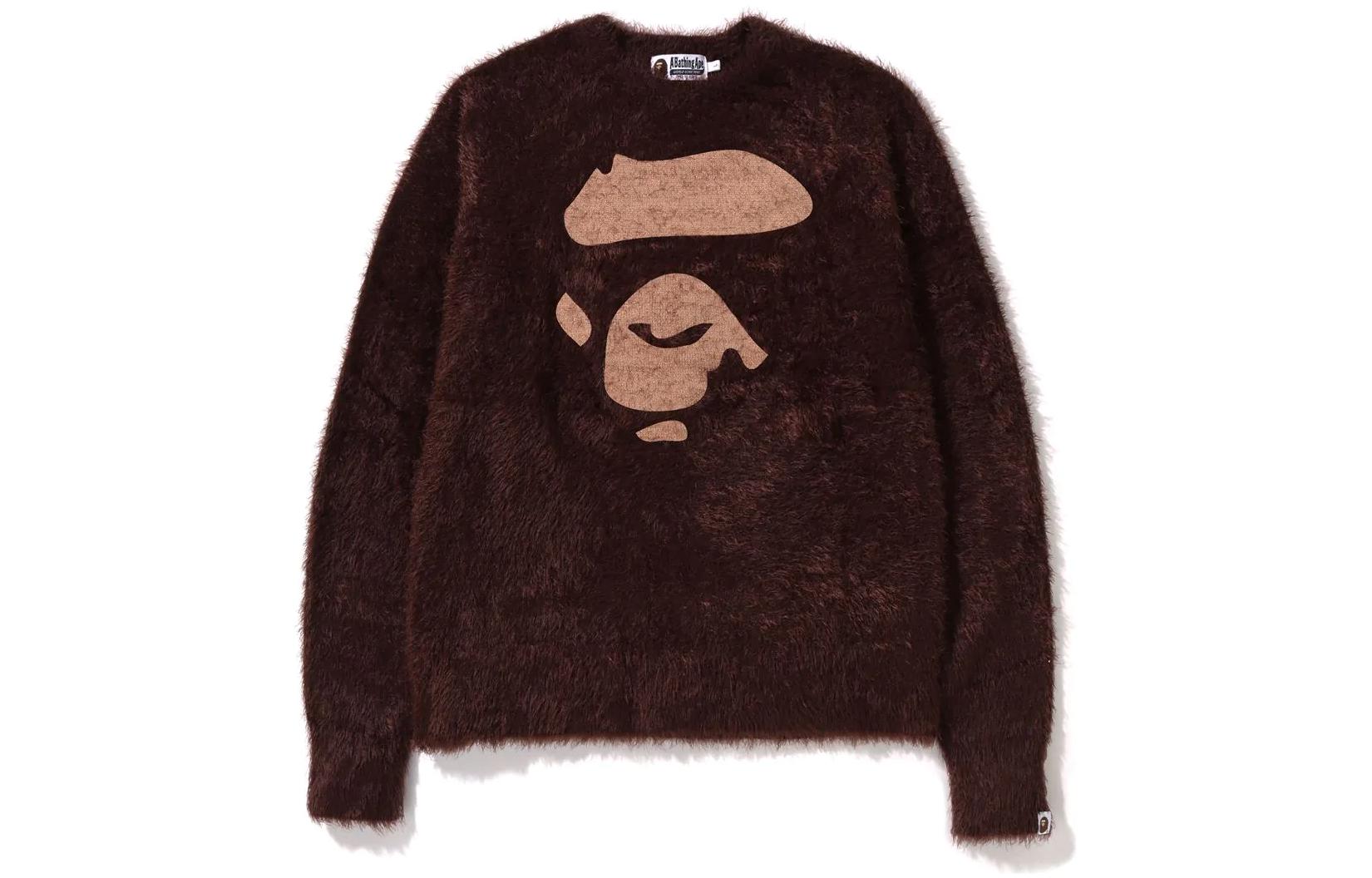 BAPE FW22 Ape Face Knit Crewneck Sweatshirt Mens猿人头 1I80-120-003