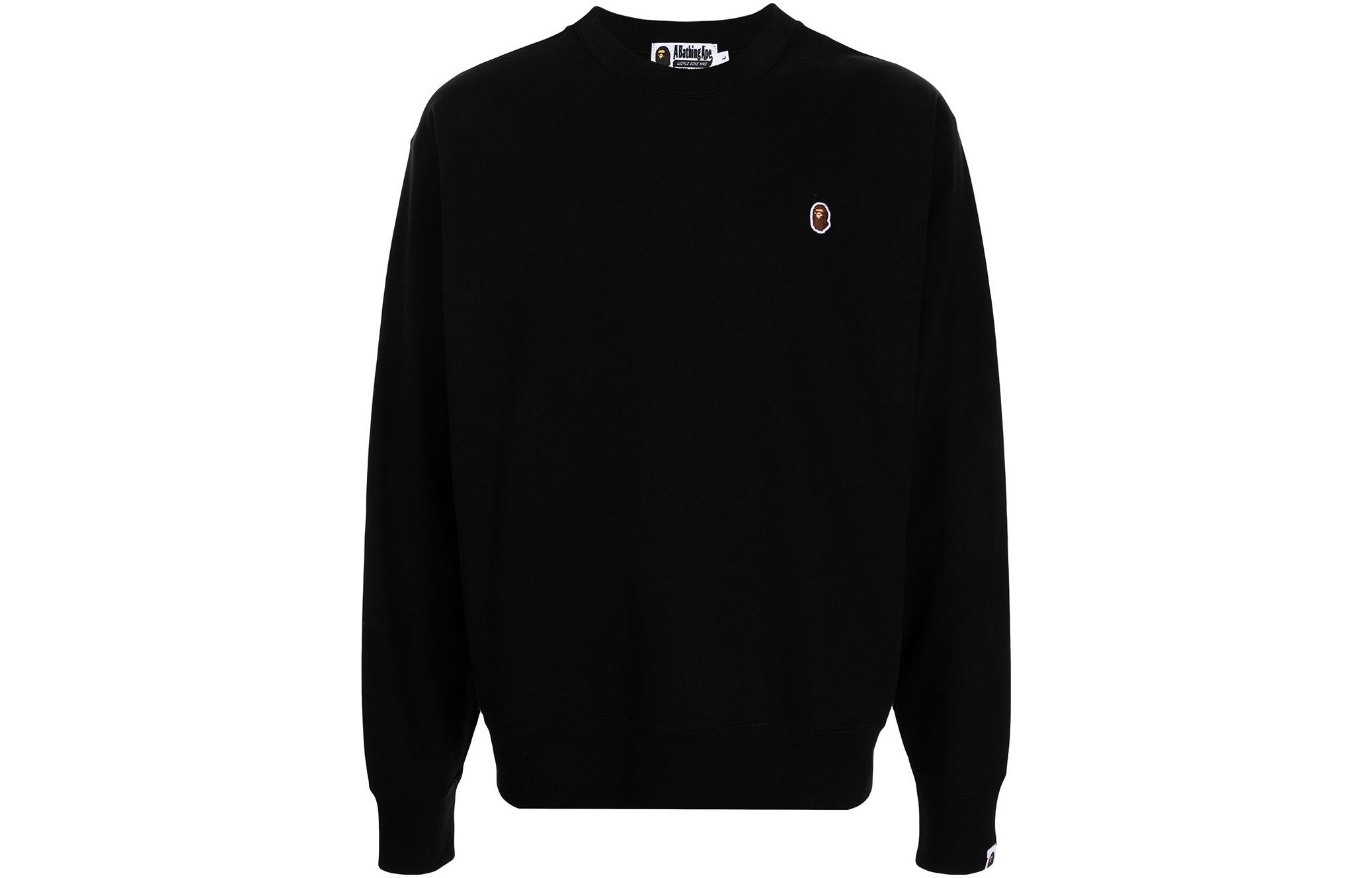 BAPE FW22 Ape Head Black Logo Embroidered Pullover Sweatshirt Men 001SWH701008M
