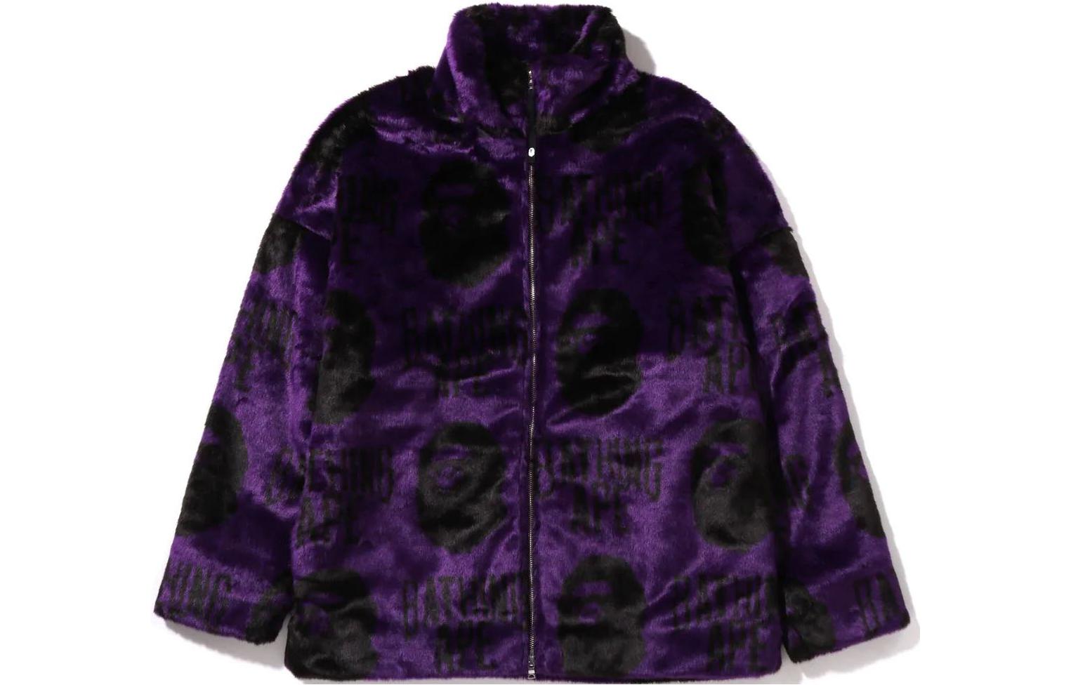 BAPE FW22 Ape Logo Print Fleece Jacket for Men 1I80-141-012
