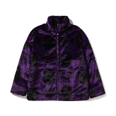 BAPE FW22 Ape Logo Print Fleece Jacket for Men 1I80-141-012