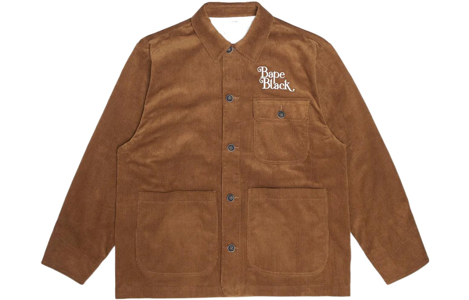 BAPE FW22 Black Corduroy Logo Embroidered Work Jacket Mens Jacket 1I70-140-005