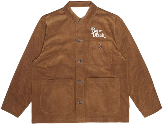 BAPE FW22 ブラック コーデュロイ ロゴ刺繍 ワークジャケット メンズ 1I70-140-005 Buy BAPE FW22 ブラック コーデュロイ ロゴ刺繍 ワークジャケット メンズ 1I70-140-005