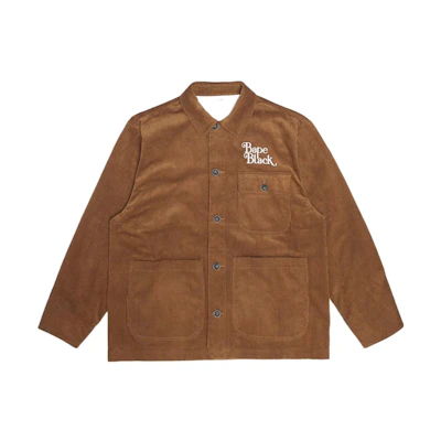BAPE FW22 Black Corduroy Logo Embroidered Work Jacket Mens Jacket 1I70-140-005