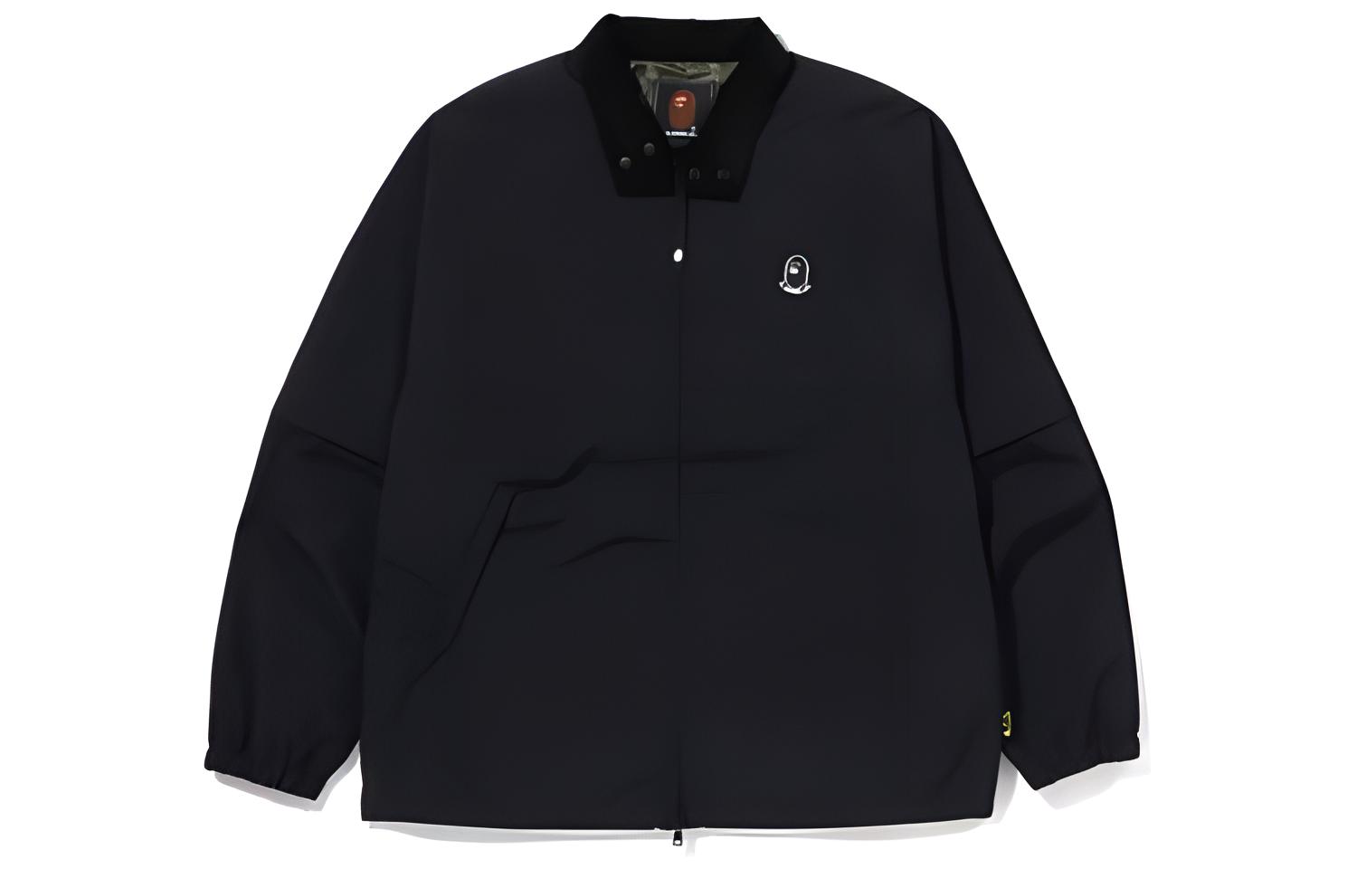 BAPE FW22 Black Relaxed Fit Logo Collared Jacket for Men 7I80-140-001