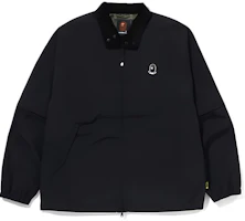 BAPE FW22 Black Relaxed Fit Logo Collared Jacket for Men 7I80-140-001 BAPE FW22 Black Relaxed Fit Logo Collared Jacket for Men 7I80-140-001