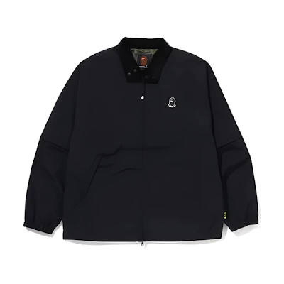 BAPE FW22 Black Relaxed Fit Logo Collared Jacket for Men 7I80-140-001