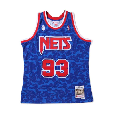 BAPE FW22 Brooklyn Nets 93 Jersey Tank Top All-Over Print Basketball Vest. 1I23-108-904