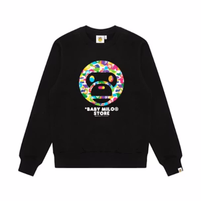 BAPE FW22 Camo Baby Milo Print Crewneck Pullover Sweatshirt Men 0MXSWM3001XXF