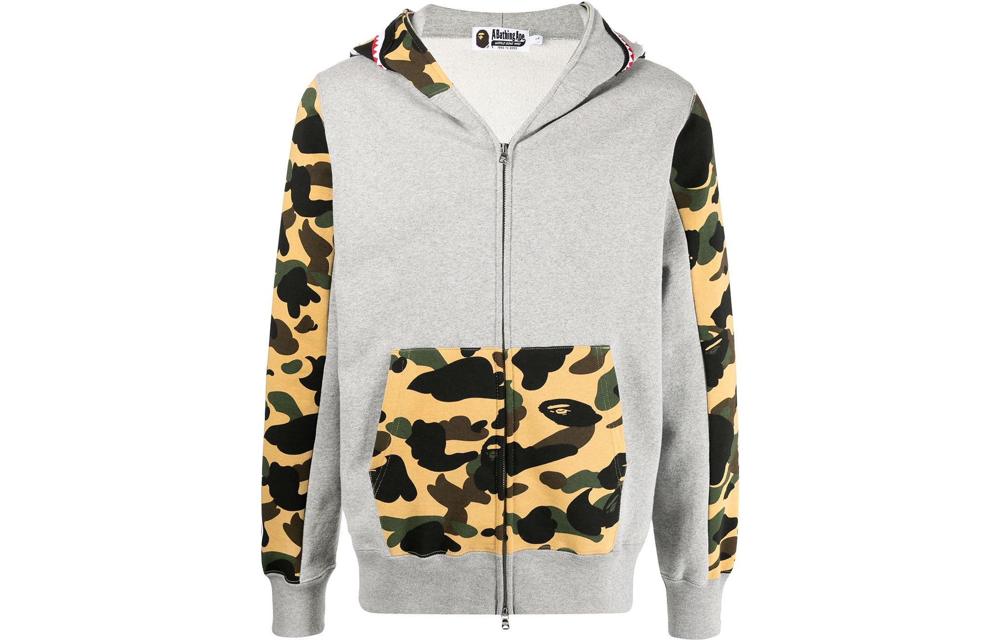 BAPE FW22 Camo Patchwork Hoodie Jacket - Gray 001ZPH701005M