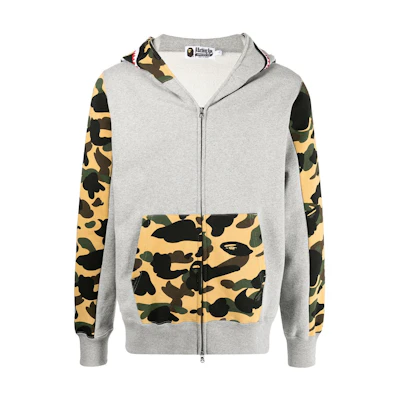 BAPE FW22 Camo Patchwork Hoodie Jacket - Gray 001ZPH701005M