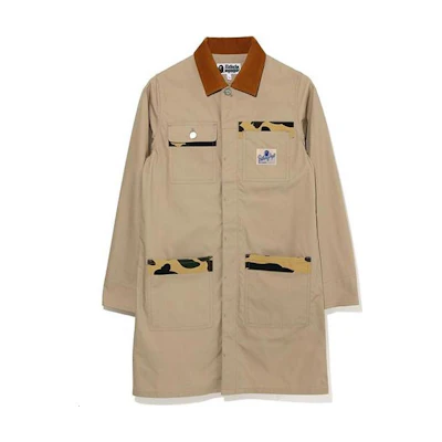 BAPE FW22 Camo Patchwork Long Sleeve Shirt Dress with Ape Letter Tag. 0ZXDSW235503F