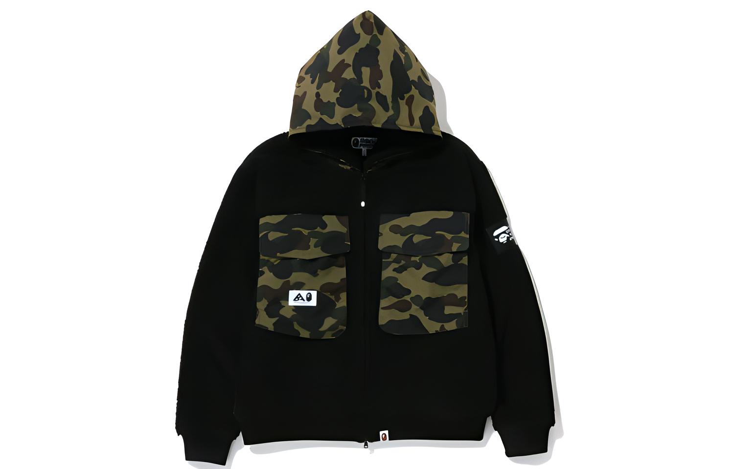 BAPE FW22 Camo Patchwork Zip-Up Hoodie Jacket 1I80-140-004