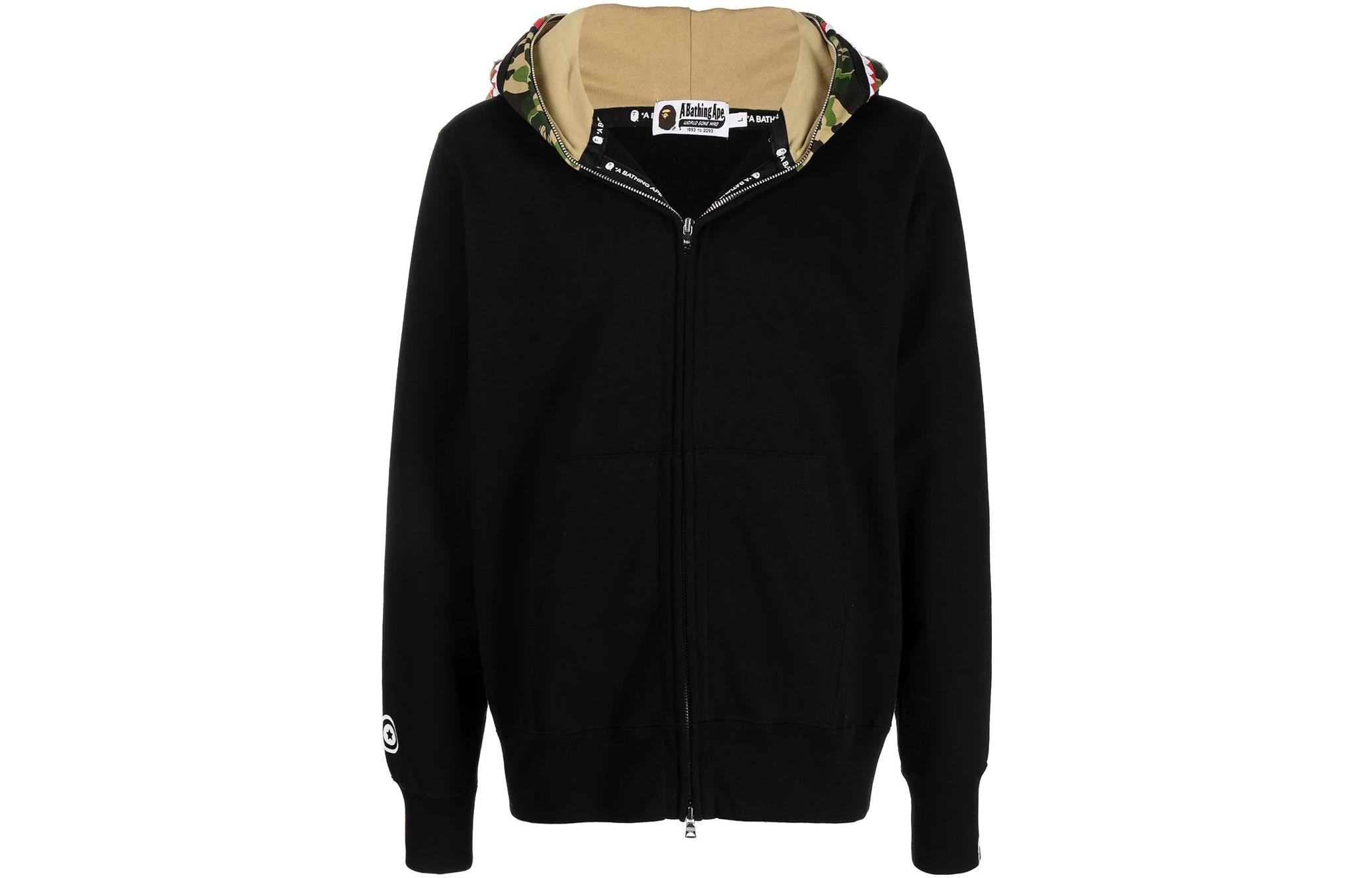 BAPE FW22 Camo Shark Full-Zip Hoodie Jacket Black 001ZPI301016M