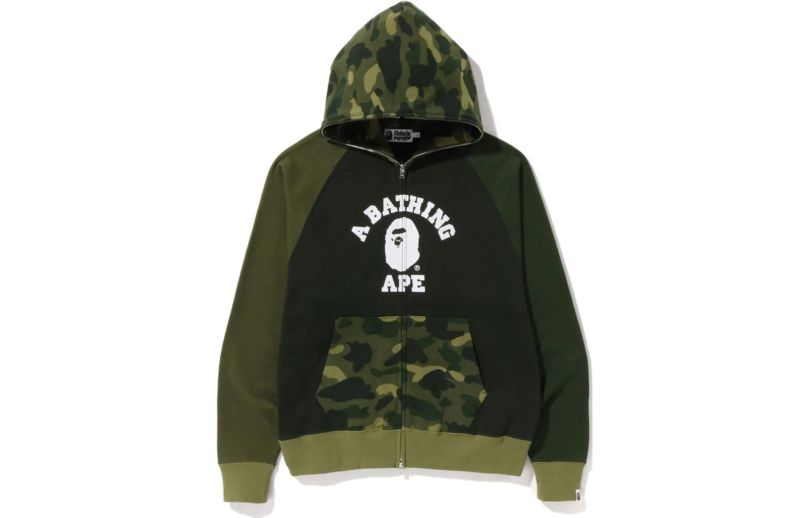 BAPE FW22 Color Camo Relaxed Fit Full Zip Hoodie Alphabet Logo Design 1I80-115-008
