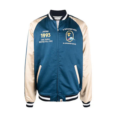 BAPE FW22 Colorblock Logo Embroidered Long Sleeve Jacket Blue () 001LJH701004IBLUE