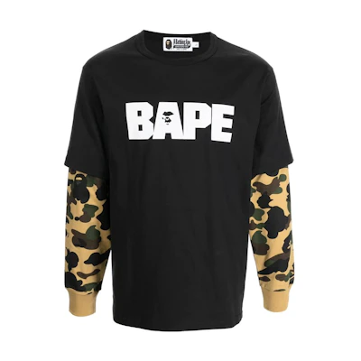 BAPE FW22 Colorful Logo Print Layered Crewneck Long-Sleeve Sweatshirt Men 001LTH801009MBLACK