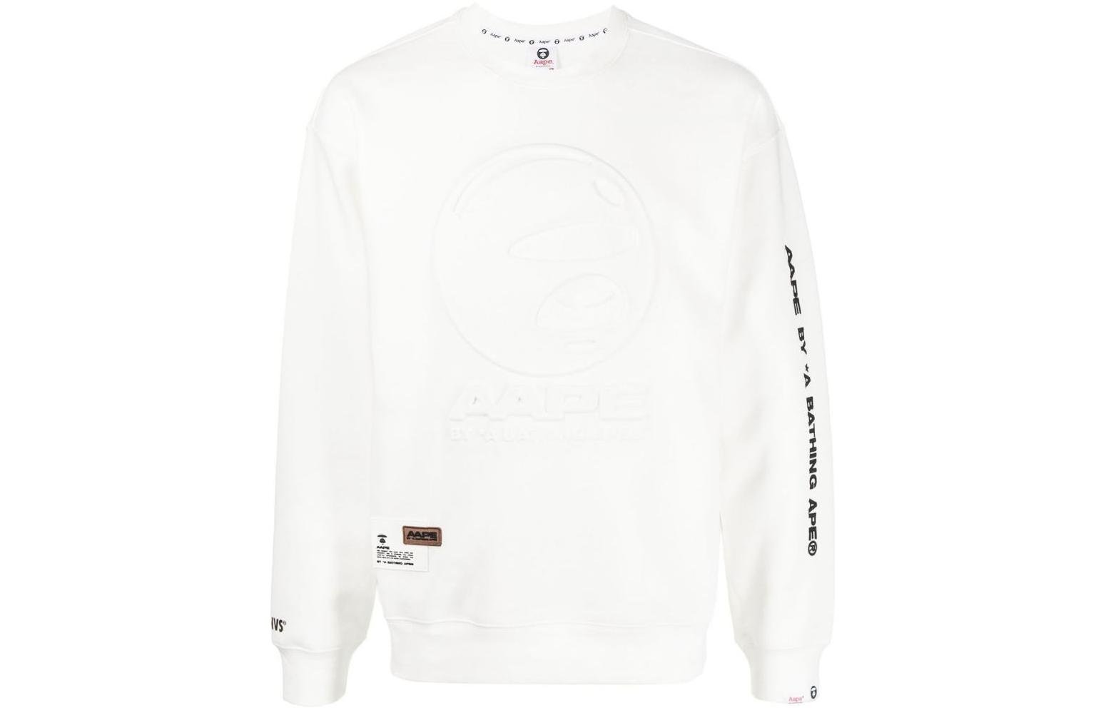 BAPE FW22 Embossed Logo Text Print Crewneck Long Sleeve Sweatshirt Men ASW3937XAJ