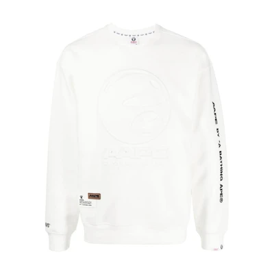 BAPE FW22 Embossed Logo Text Print Crewneck Long Sleeve Sweatshirt Men ASW3937XAJ