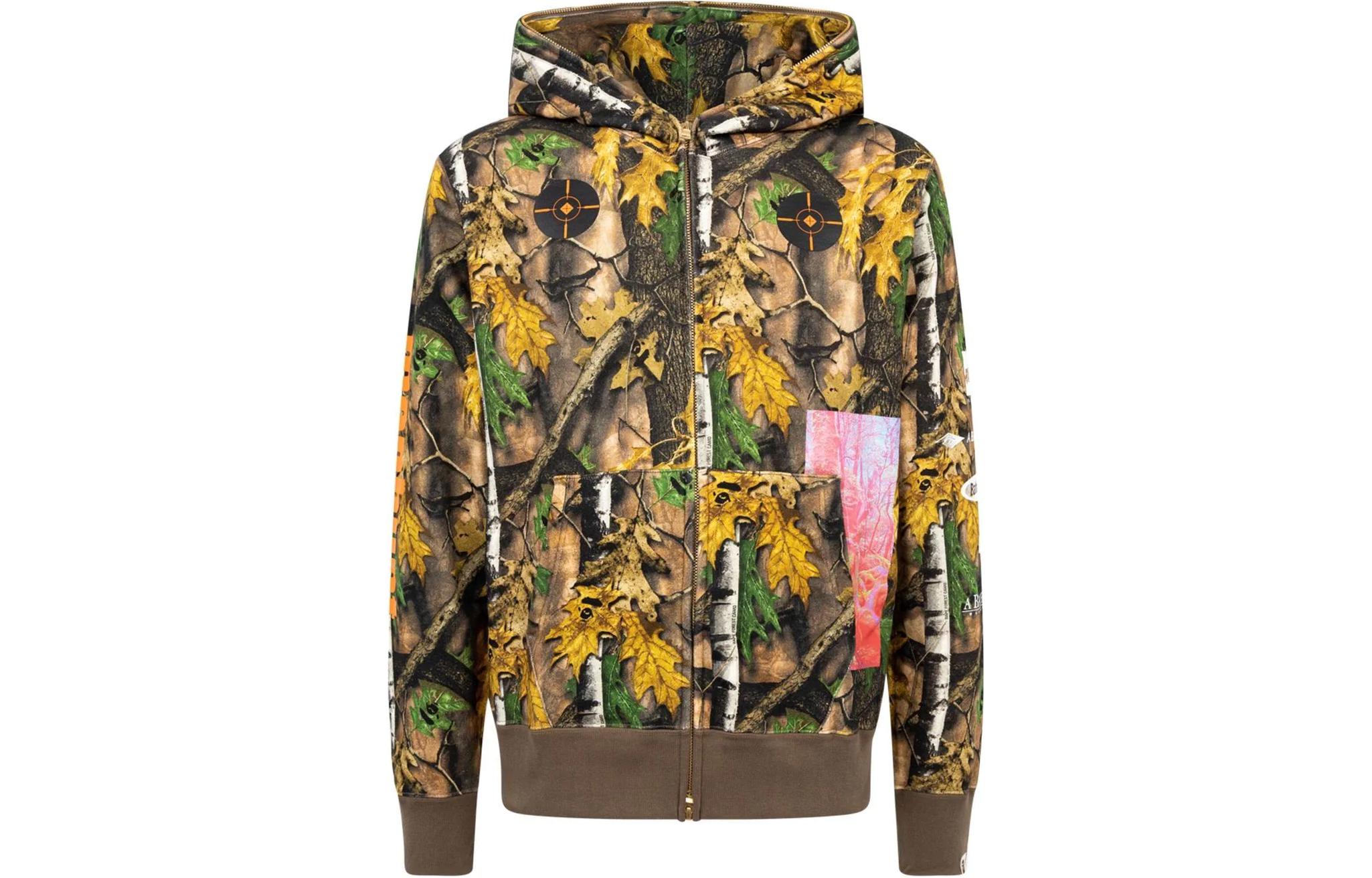 BAPE FW22 Full-Zip All-Over Print Hoodie Jacket Brown Long Sleeve OZXSWM115013C