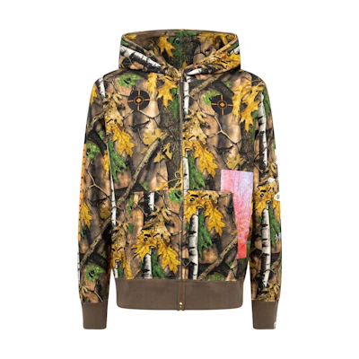 BAPE FW22 Full-Zip All-Over Print Hoodie Jacket Brown Long Sleeve OZXSWM115013C