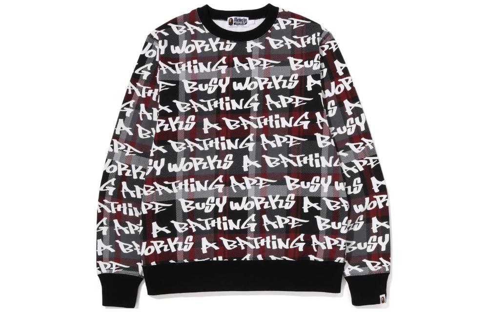 BAPE FW22 Graffiti Letter Plaid Oversized Crewneck Sweatshirt . 1I80-113-007 圖 2