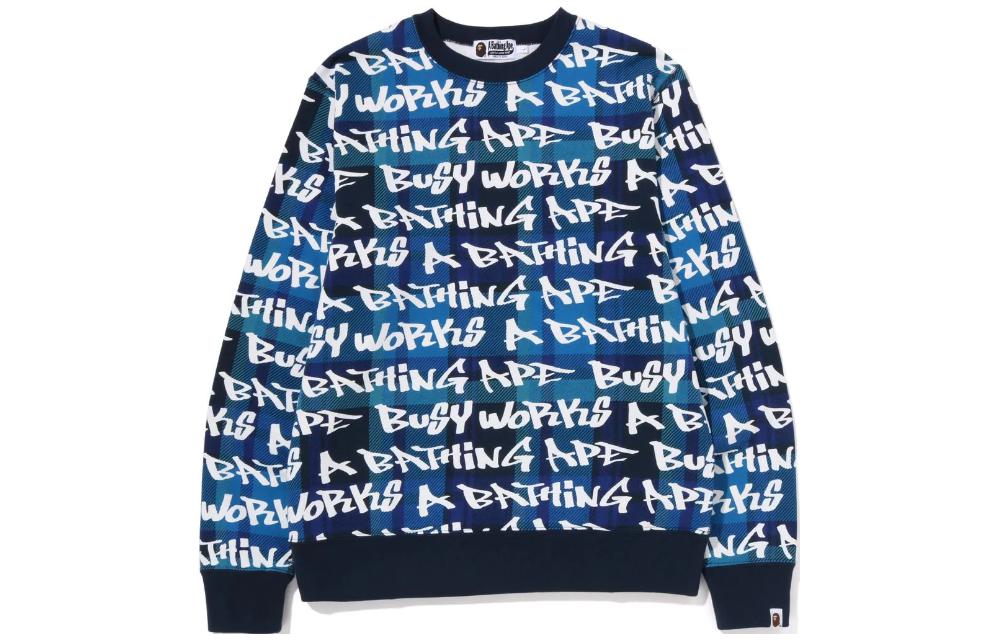 BAPE FW22 Graffiti Letter Plaid Oversized Crewneck Sweatshirt . 1I80-113-007 圖 3