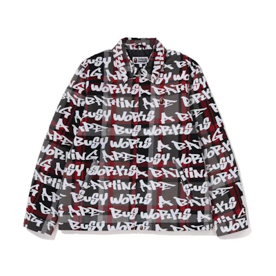 BAPE FW22 Graffiti Letter Print Plaid Zip-Up Long Sleeve Jacket Men’s. 1I80-141-008