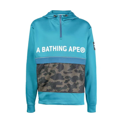 BAPE FW22 Half-Zip Pullover Camo Print Blue Ape Head Hoodie () 001PPI301006M