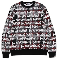 BAPE FW22 Letter Graffiti Plaid Pattern Crewneck Sweatshirt . 0ZXSWM113007J BAPE FW22 Letter Graffiti Plaid Pattern Crewneck Sweatshirt . 0ZXSWM113007J