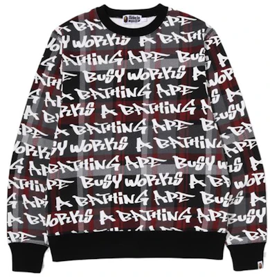 BAPE FW22 Letter Graffiti Plaid Pattern Crewneck Sweatshirt . 0ZXSWM113007J Buy BAPE FW22 Letter Graffiti Plaid Pattern Crewneck Sweatshirt . 0ZXSWM113007J