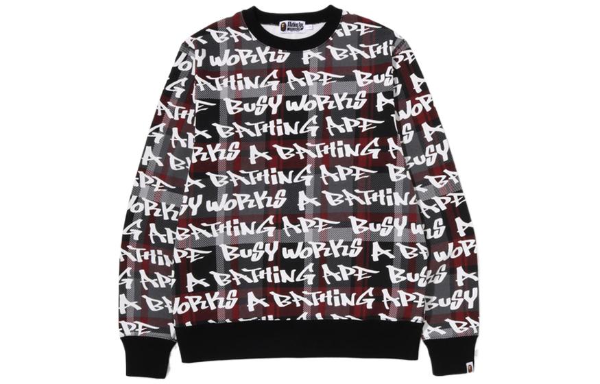 BAPE FW22 Letter Graffiti Plaid Pattern Crewneck Sweatshirt . 0ZXSWM113007J 圖 2