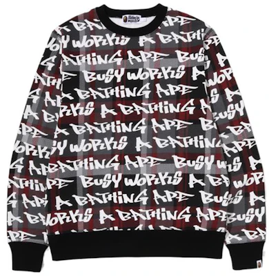 BAPE FW22 Letter Graffiti Plaid Pattern Crewneck Sweatshirt . 0ZXSWM113007J Order BAPE FW22 Letter Graffiti Plaid Pattern Crewneck Sweatshirt . 0ZXSWM113007J