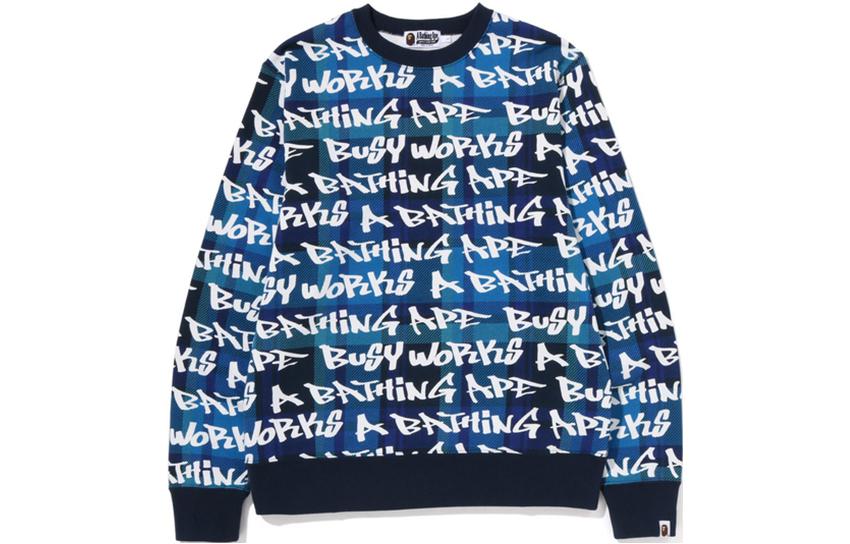 BAPE FW22 Letter Graffiti Plaid Pattern Crewneck Sweatshirt . 0ZXSWM113007J 圖 3