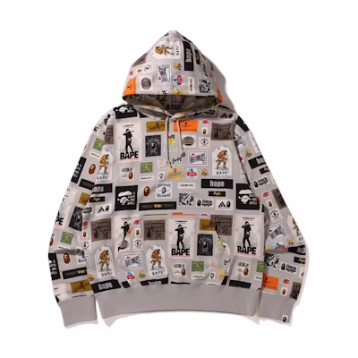 BAPE FW22 Logo All-Over Print Pullover Hoodie Long Sleeve. 1I80-114-004