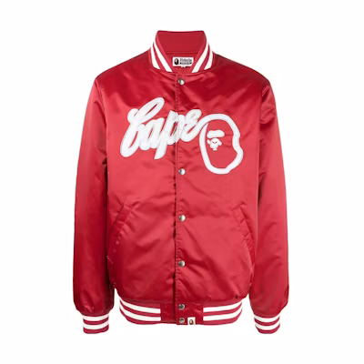 BAPE FW22 Logo Patch Bomber Jacket Men Red 001LJH701002I