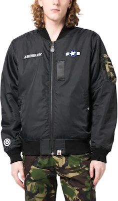 베이프 FW22 로고 패치 남성 플라이트 자켓 0ZXJKM141001I Sizing 베이프 FW22 로고 패치 남성 플라이트 자켓 0ZXJKM141001I