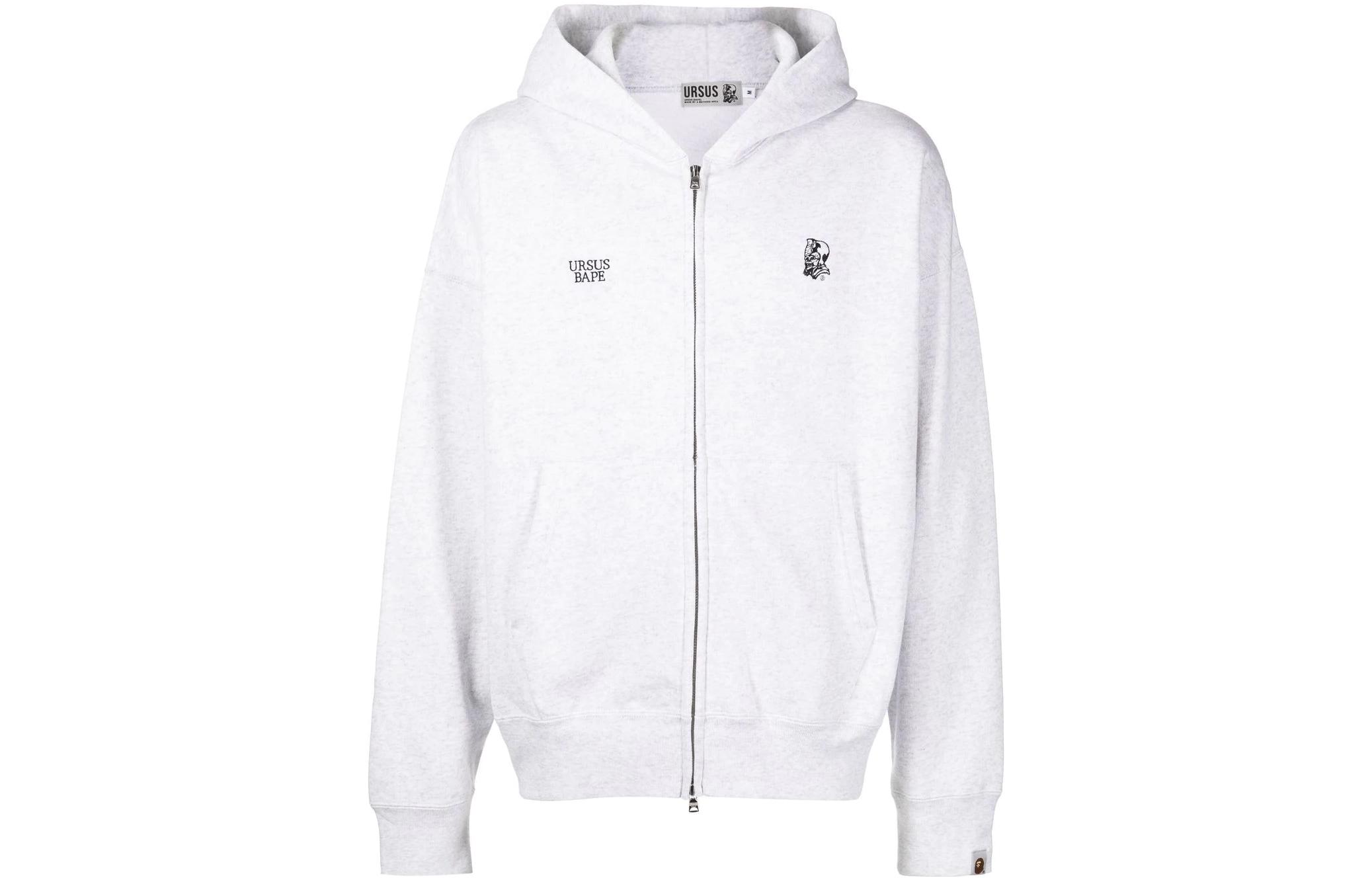 BAPE FW22 Logo Skull Embroidered Hoodie Zip-Up Men’s Gray 0ZXSWM11506XHGYX