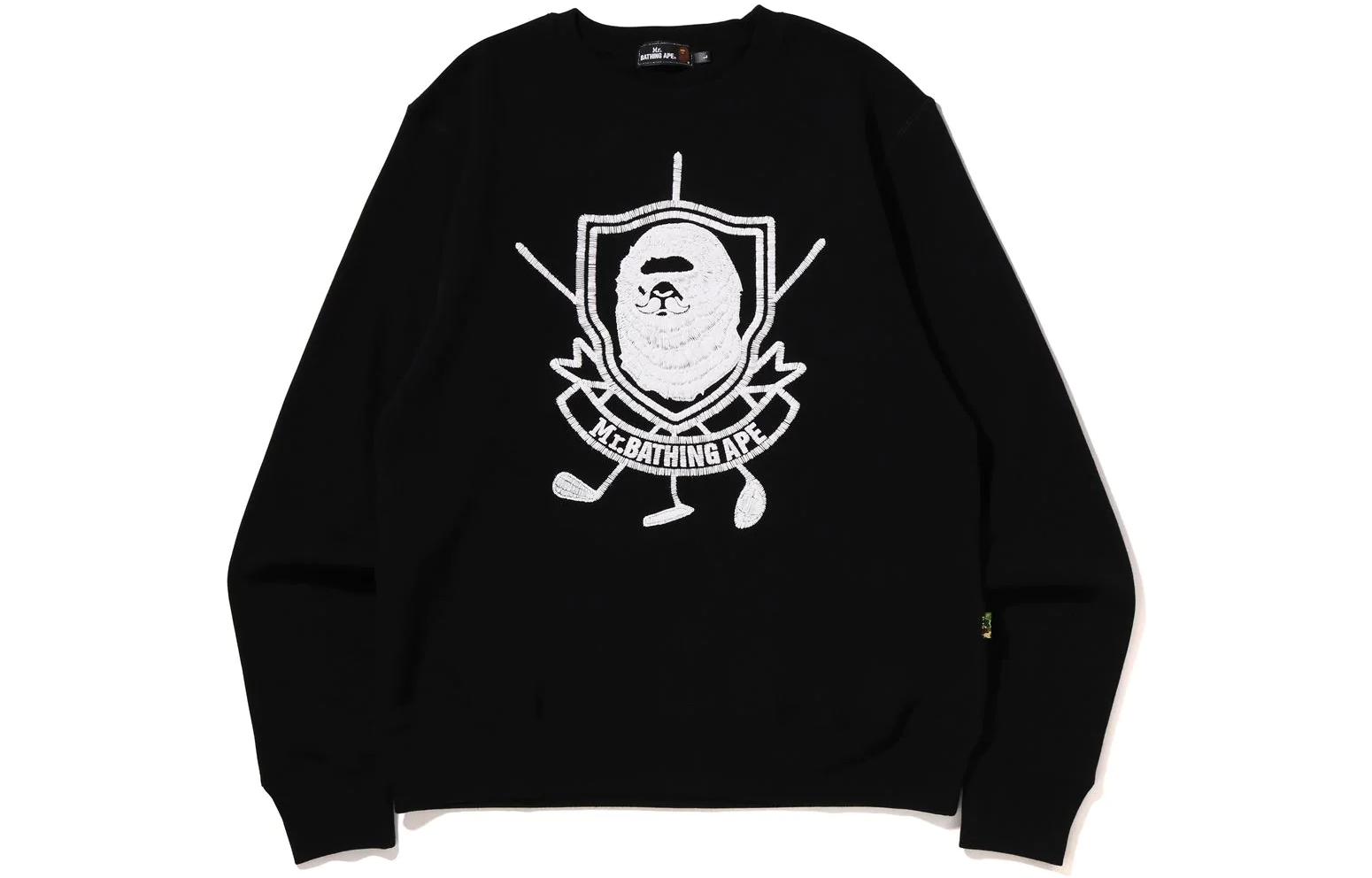 BAPE FW22 Mr Bathing Ape Crewneck Large Logo Pullover Sweatshirt Black 7I80-113-001
