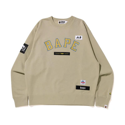 BAPE FW22 Multi Label Relaxed Fit Letter Print Crewneck Pullover Sweatshirt Mens 1I80-113-005