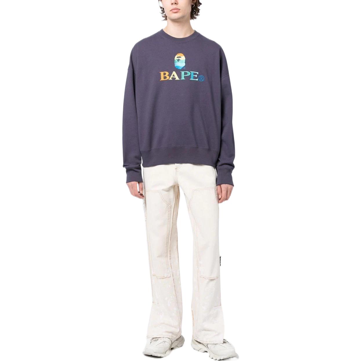 Shop BAPE FW22 彩色猿人頭標誌刺繡男士衛衣 0ZXSWM11307XH